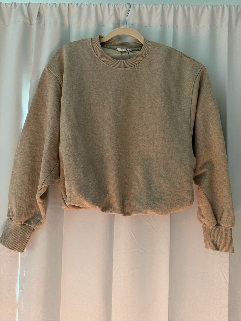 Zara Cropped Crewneck Sweater - Taupe